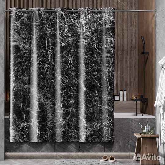 Шторка для ванной Wasserkraft Aland SC-85105 черный, белый