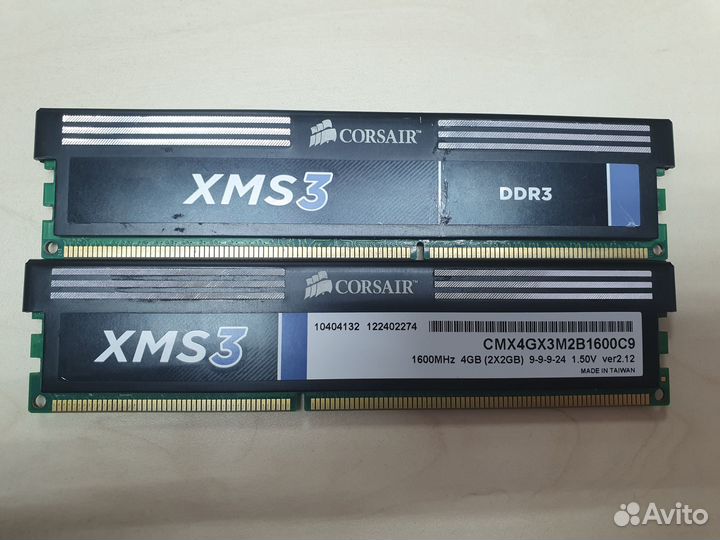Модули памяти DDR3 Corsair XMS3 CMX4GX3M2B1600C9