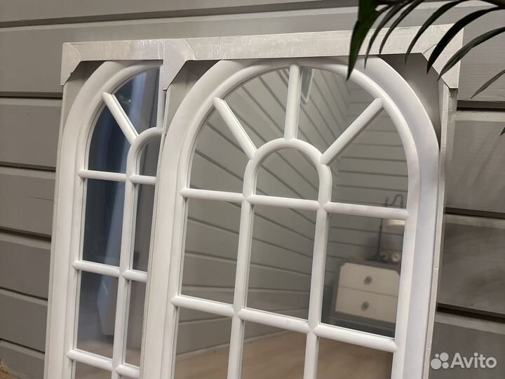 Зеркало арочное окно 2 шт белое 71*38 см