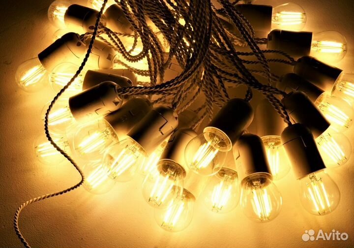 Гирлянда ламповая черная/белая на выбор