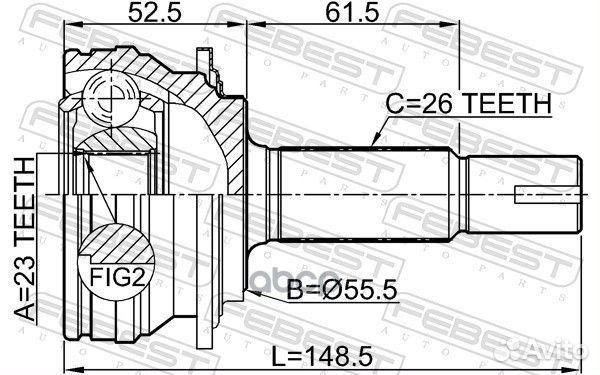 Шрус наружный 23x55x26 0110-1nzfe Febest