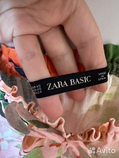 Топ футболка лен в цветы Zara S новая