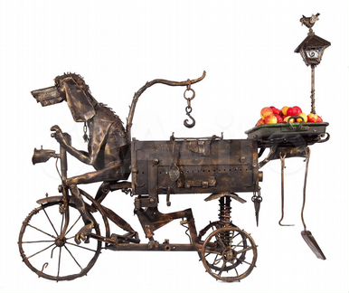 Мангал ковка скульптура "Волк Биатлон Велосипед"