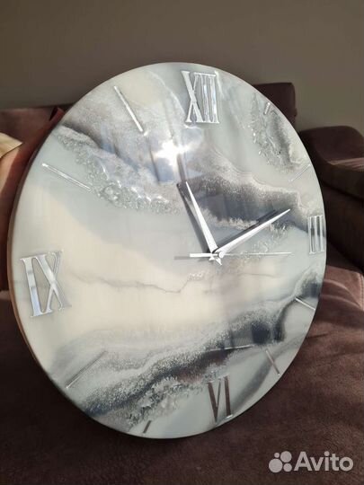 Часы из эпоксидной смолы диаметр 35 см