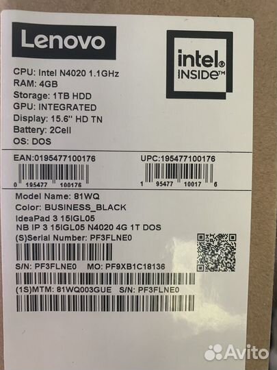 Новый ноутбук Lenovo на гарантии