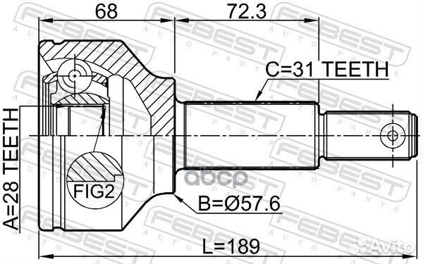 Шрус наружный 28x57.6x31 ford transit TTG 2014