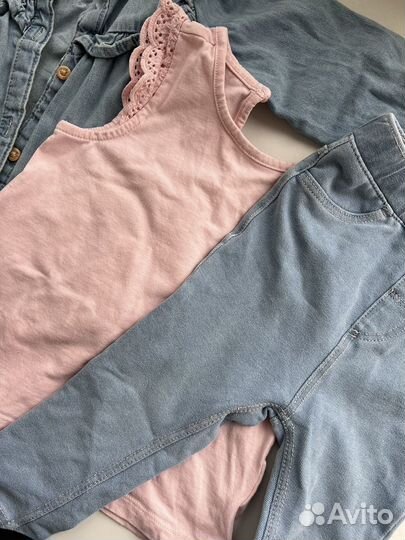 Комплект H&M 80 для девочки джеггинсы