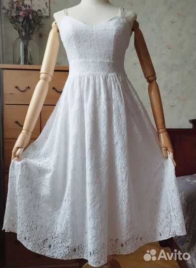 Ажурное белоснежное платье, XS