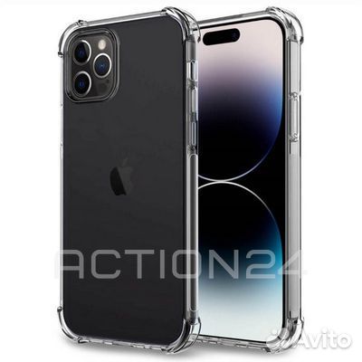 Чехол на iPhone 14 Pro силиконовый (прозрачный) с