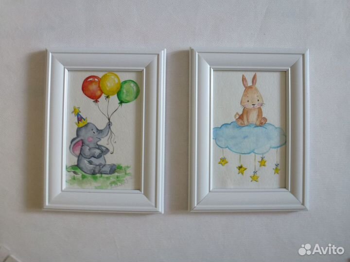 Акварель в интерьер детской комнаты в подарок