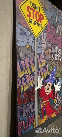 Большая картина Граффити Поп Арт на холсте Микки