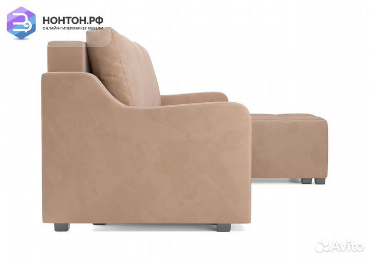 Угловой диван еврокнижка Берн велюр бежевый