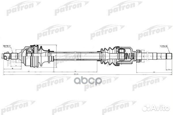 Полуось передняя правая 25x939x58,5x24 citroen: