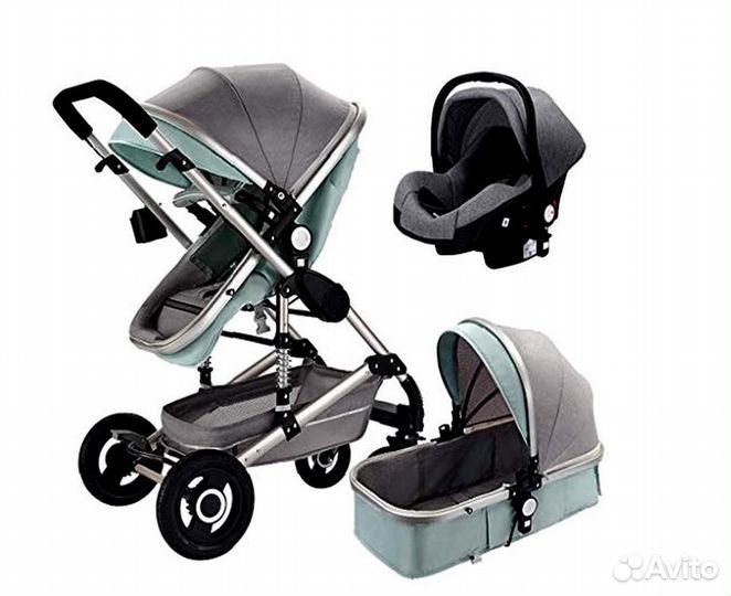 Коляска 3 в 1 с легким механизмом складывания