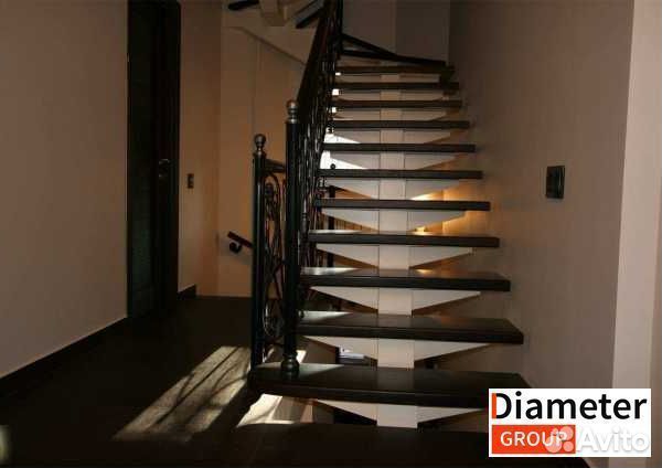 Прямая лестница с забежными ступенями