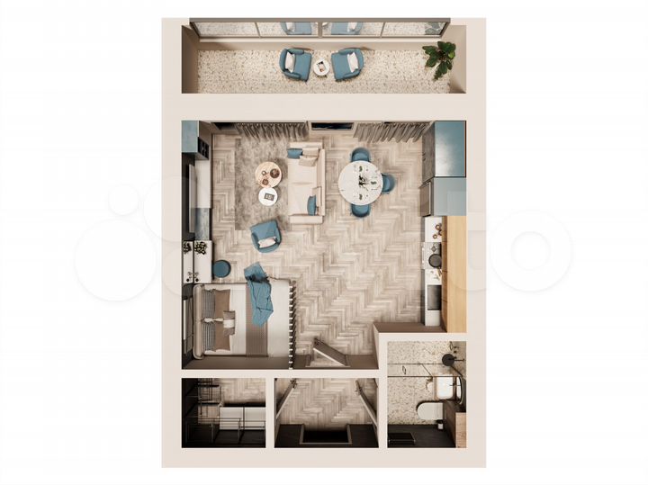 Квартира-студия, 35,2 м², 6/9 эт.