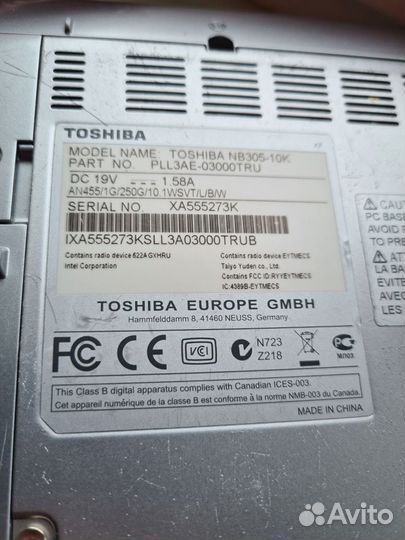 Ноутбук toshiba NB305-10K