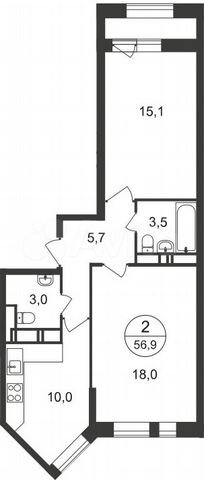 2-к. квартира, 56,7 м², 5/20 эт.
