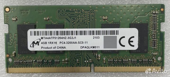 4Gb Micron MTA4ATF51264HZ-3G2J1 DDR4 3200 sodimm