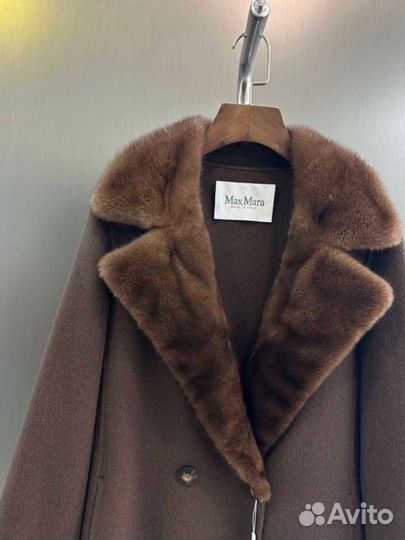 Пальто Мах Mara кашемир, мех, альпака