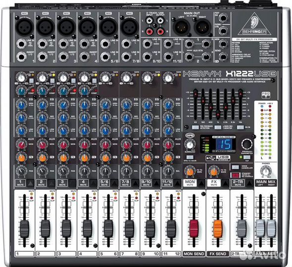 Behringer X1222USB - микшер,4моно,4стер канала FX