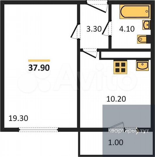 1-к. квартира, 37,9 м², 6/17 эт.