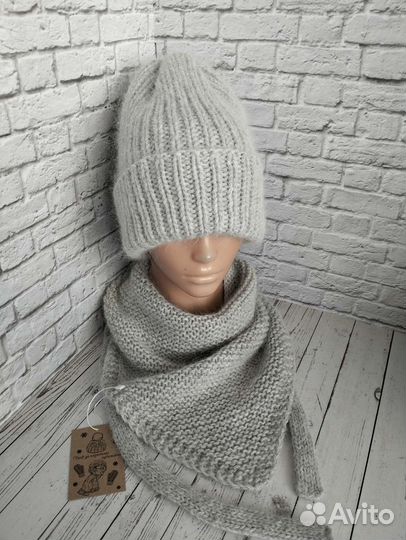 Шапка + косынка пух норки