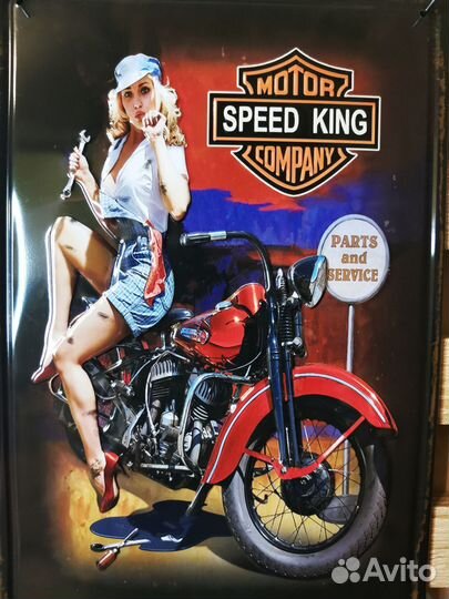 Декор на стену фактурная табличка Speed king мото