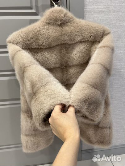 Шуба норковая автоледи беж пудра 40 42