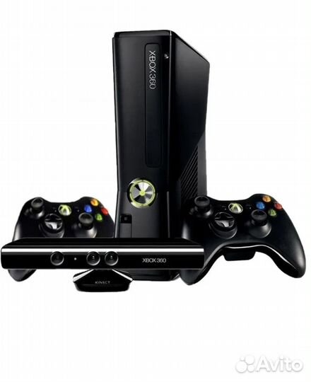 Xbox 360 slim прошитый 2 геймпада Кинект 500GB