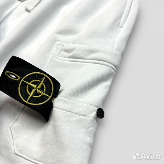 Шорты спортивные Stone island белые (S-XL)