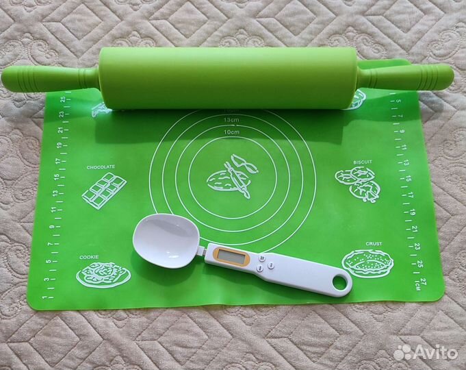 Силиконовый коврик для теста, скалка, весы