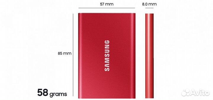 SSD Samsung T7 500 GB MU-PC500R красный новый