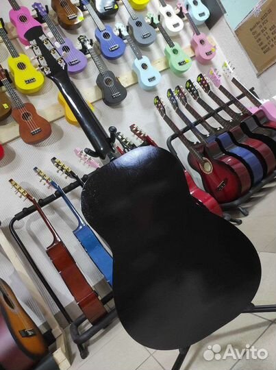 Гитара новая акустическая широкий гриф