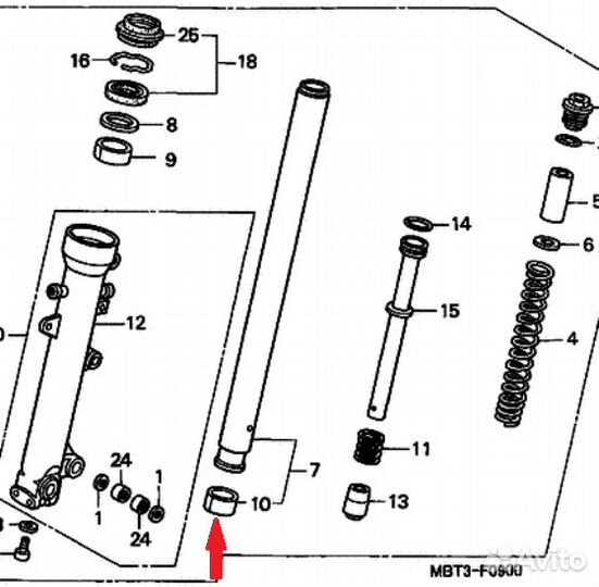 Направляющая втулка вилки Honda 51415-MCF-003