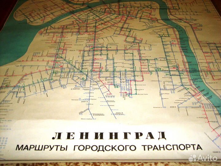 1975г схема транспорта Ленинграда 54*89см