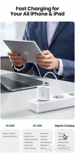 Устройство для быстрой зарядки Ugreen 20вт Type C