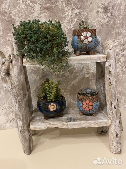 Мини этажерка с суккулентами