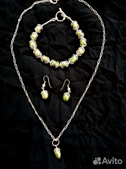 Комплект из натурального жемчуга
