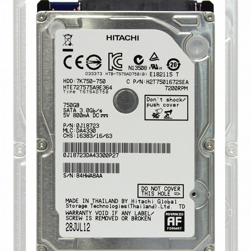 [HTE727575A9E364] Жесткий Диск Hgst 750gb Sata2.5 Hte727575a9e364