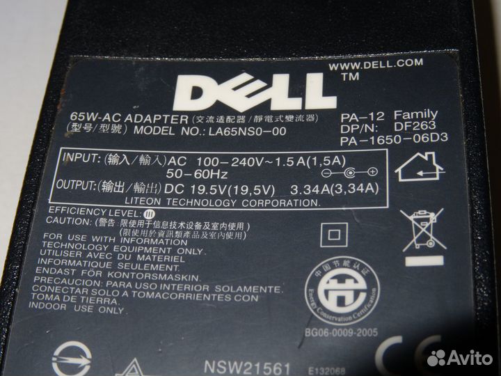 Блок питания адаптер DEll LA60NS0-00- 19V - 3.34A