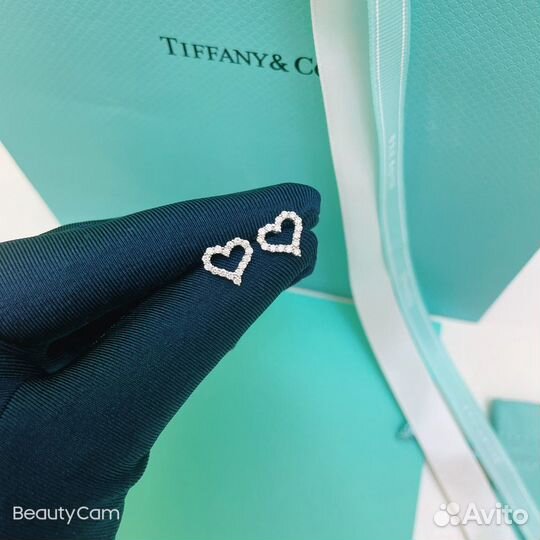 Tiffany серьги из белого золота 750 пробы и брилли