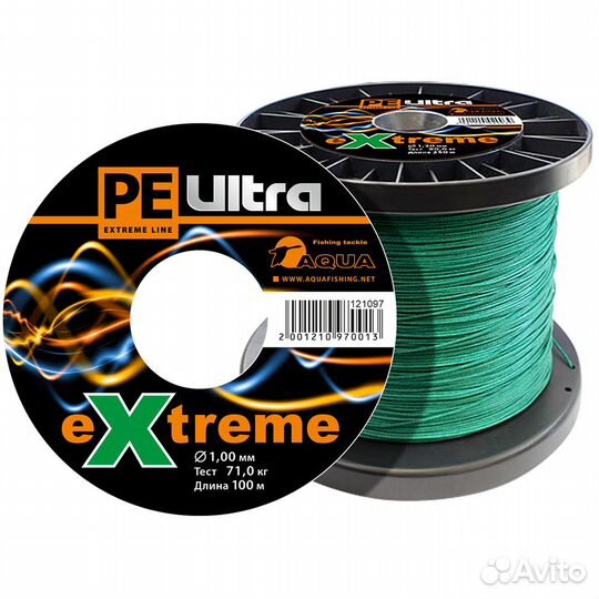 Шнур aqua PE ultra extreme 1,00mm(зеленый) 100m