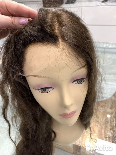 Парик из неокрашенных волос кудри 60/65 см