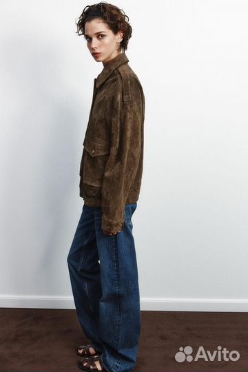 Замшевый бомбер женский Zara