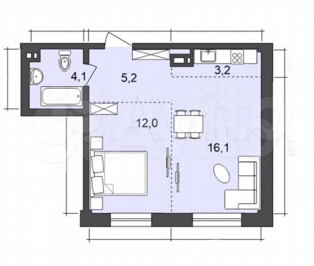 2-к. квартира, 40,6 м², 2/10 эт.