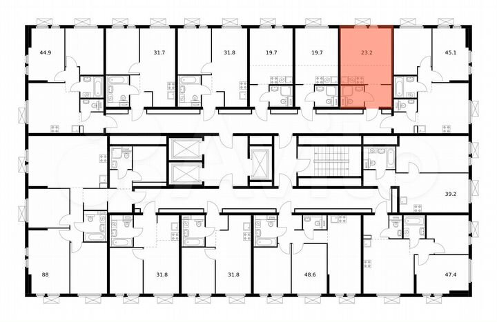Квартира-студия, 23,2 м², 21/25 эт.
