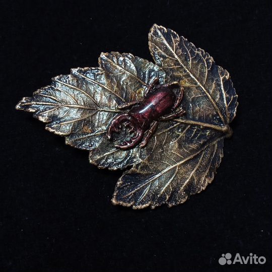 Брошь ручной работы из меди. Гальванопластика