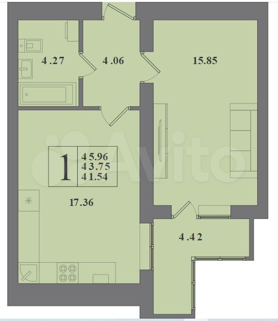 1-к. квартира, 43,8 м², 7/10 эт.