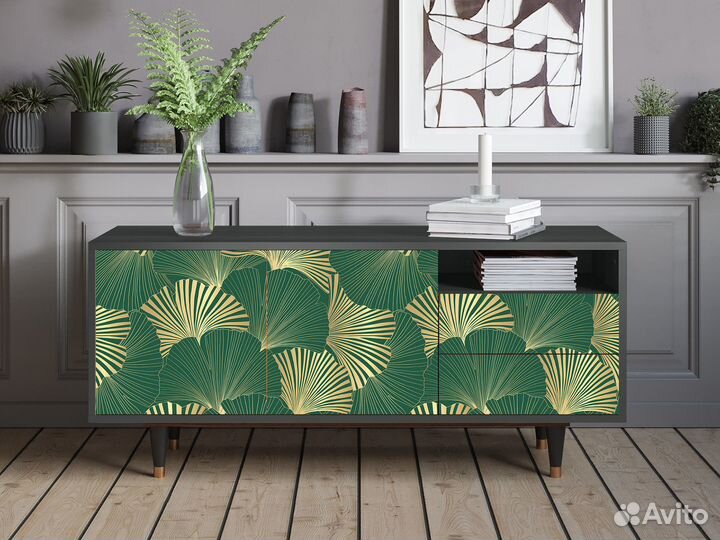 Тв-тумба T7 - Антрацит - Gold Ginkgo